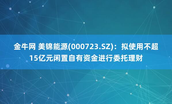 金牛网 美锦能源(000723.SZ)：拟使用不超15亿元闲置自有资金进行委托理财